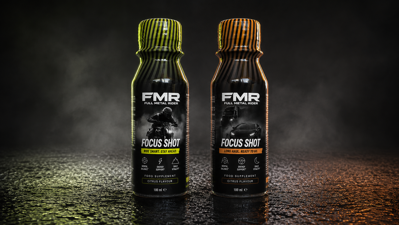 FMR Focus Shot Moto i Cars & Truck na asfaltowym tle